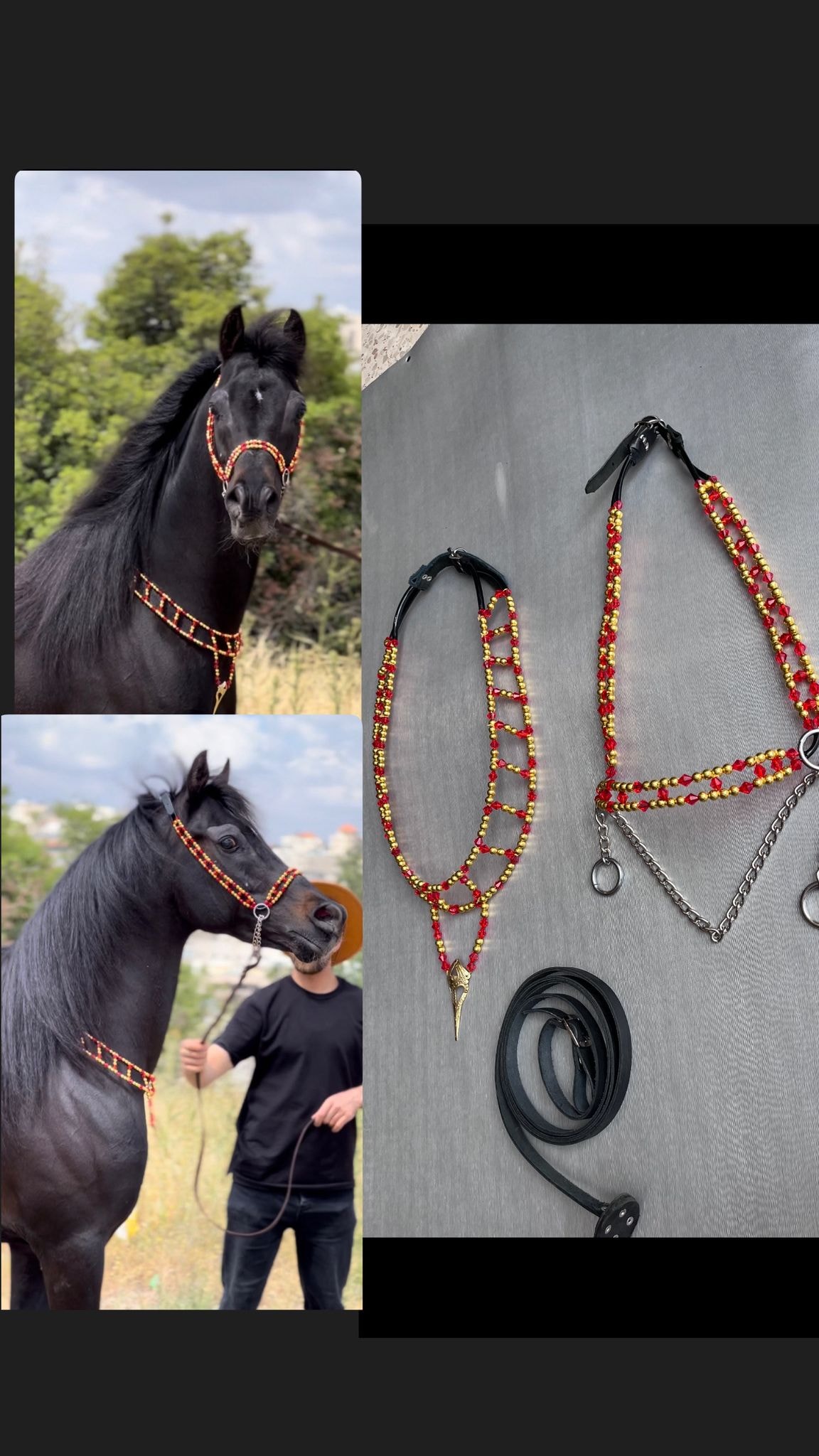 طقم جمال فاخر أحمر وذهبي (بدون سيالة)